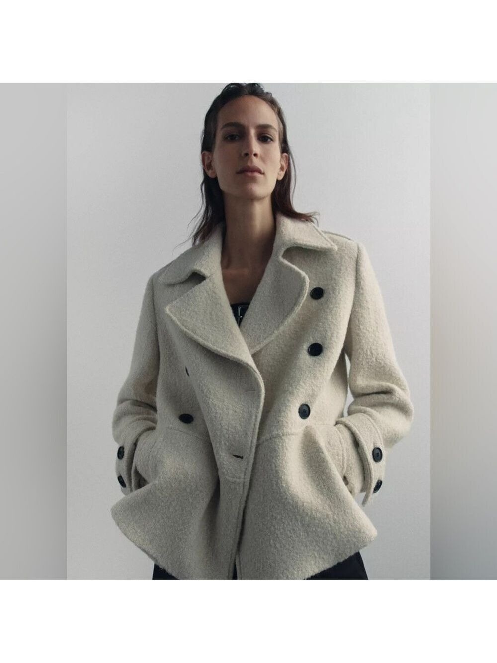 ZARA ZW COLLECTION MANTECO ITALIAN BOUCLÉ WOOL COAT size XS